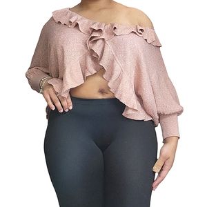 ❤️Bebe Pink & Gold Shimmer Boho Chiffon Ruffle Cardigan Blouse☆